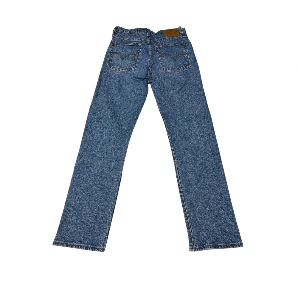 Levi's Premium Big E Wedgie Straight Jeans Women's 25X28 Medium Wash Button Fly - Picture 9 of 16